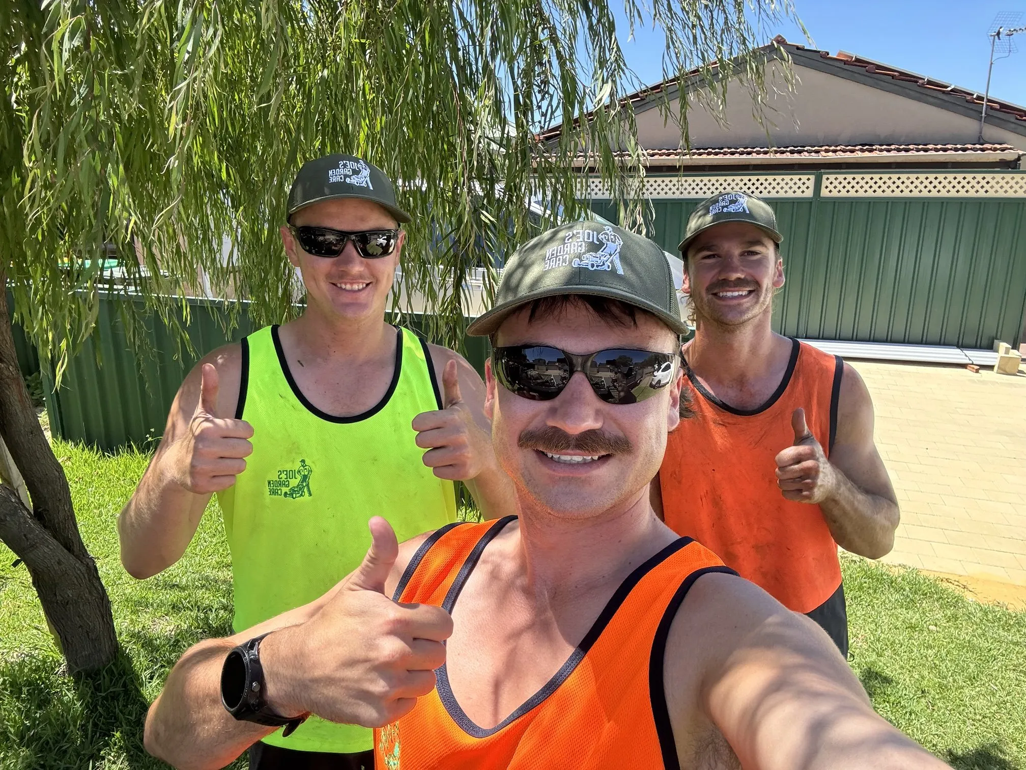 Jack, in the middle, with two of Joe's crew on a job in Perth